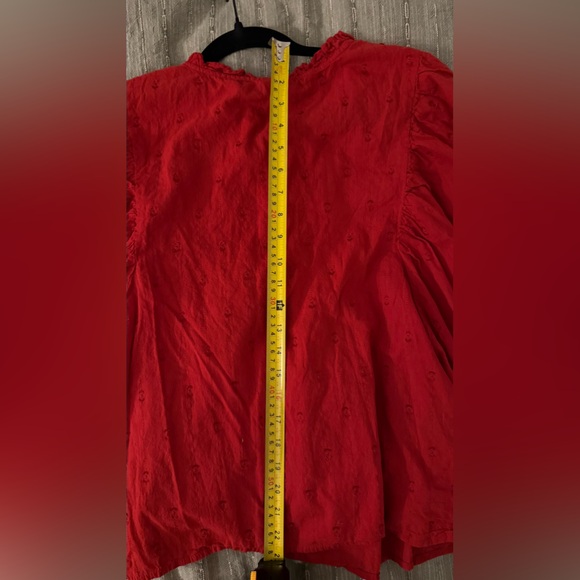 Universal Thread Red Blouse with Puff 3/4 Sleeves - Picture 5 of 7